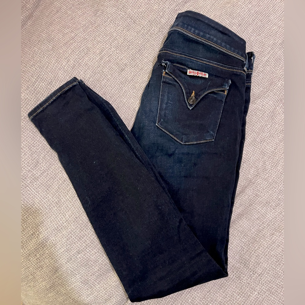 Hudson denim skinny jeans size 29. Dark blue. Like New.